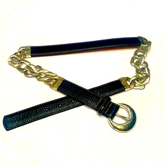 Brighton silver black belt with texture leather and adjustable fit. - Picture 3 of 7